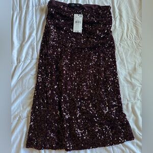 Mango Sequin Dress in Rich Burgundy